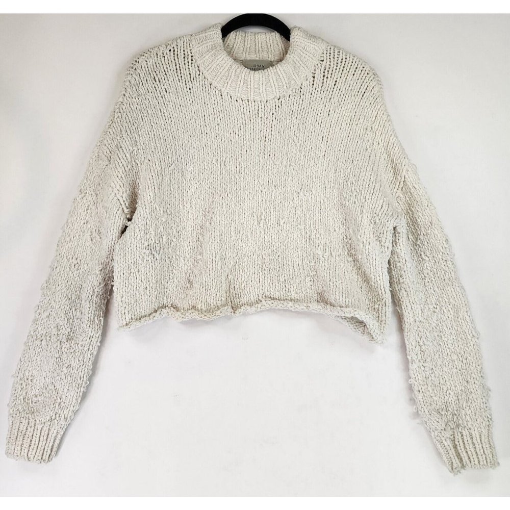 Urban‎ Outfitters Sweater Womens Small Ivory Preppy Chunky Knit Crop Pull Over